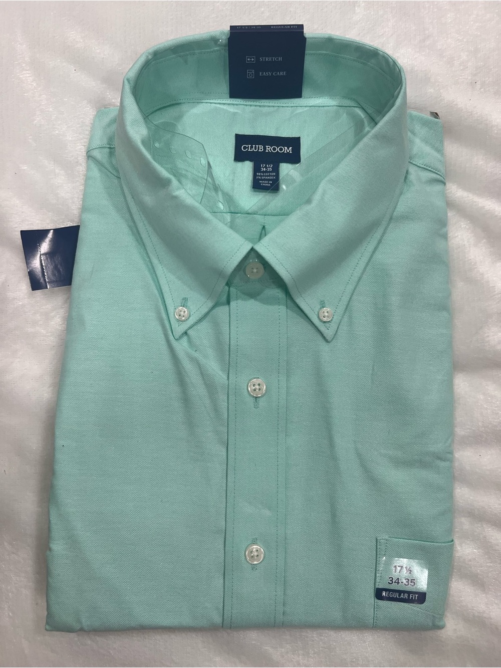 Club Room Men's Light Mint Button-Down Dress Shirt